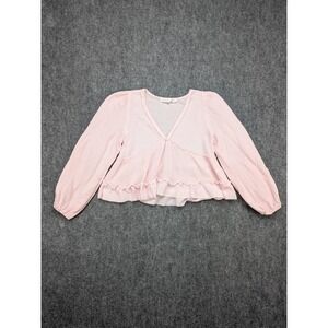 Altar'd State Catarina Babydoll Top XS Pink‎ Blouse Y2K Waffle Textured Cropped